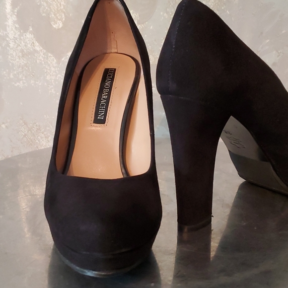 Luciano Barachini black suede high heel shoes 38 - Picture 3 of 9
